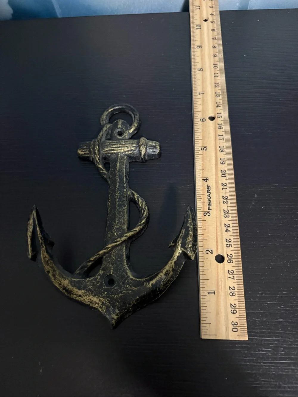 Vintage Nautical Anchor Hook Antique bronze finish cast iron. Preowned.